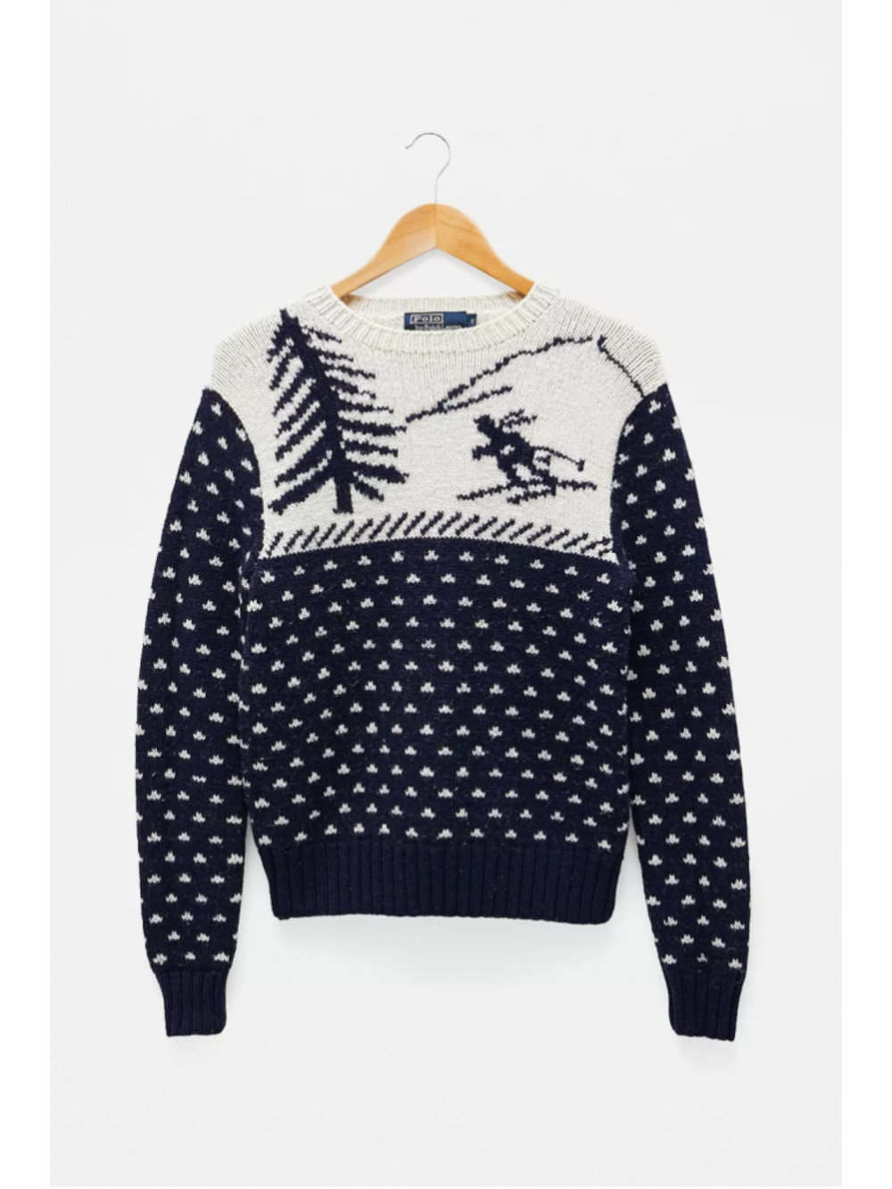 Polo by Ralph Lauren wool skier sweater navy and white XS to petite medium